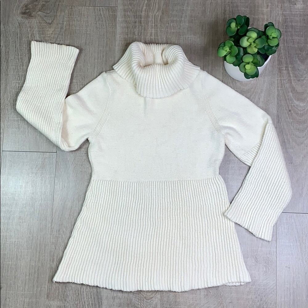 STYLE & CO Women's Ivory Ribbed Turtleneck Sweater